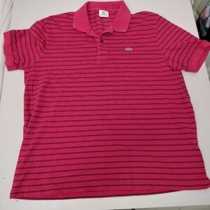 Lacoste Polo Men's Size 7 Red/Dark Stripped Lacoste Polo Shirt Short Sleeve